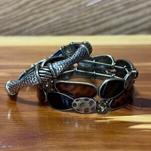 Lia‎ Sophia Wild Thing Retired Easy On Stretch Bracelet Accent Jewelry 2 Piece